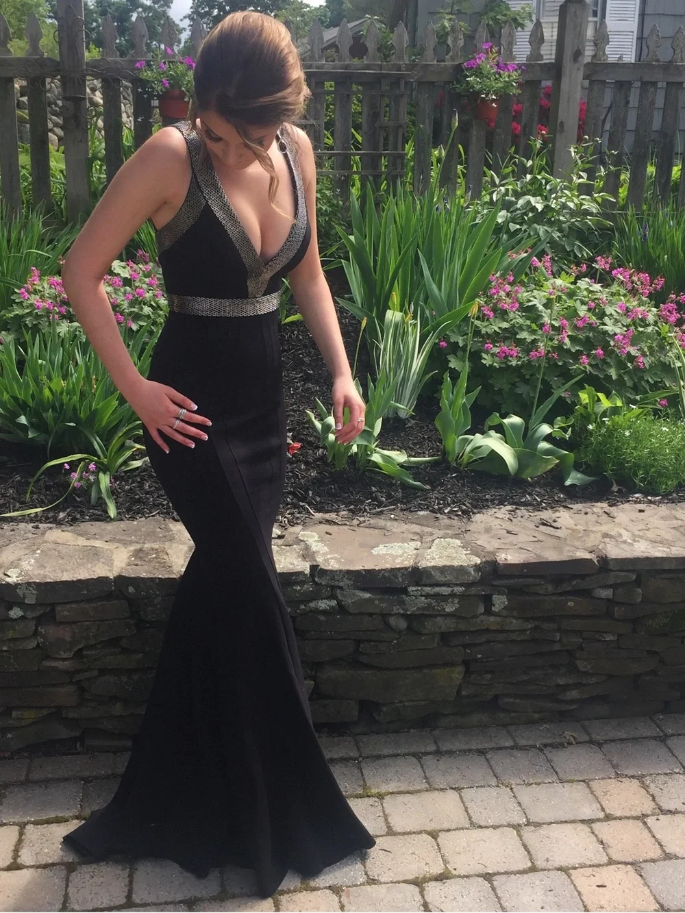 Jovani Black Evening Gown with Silver Embellishment
